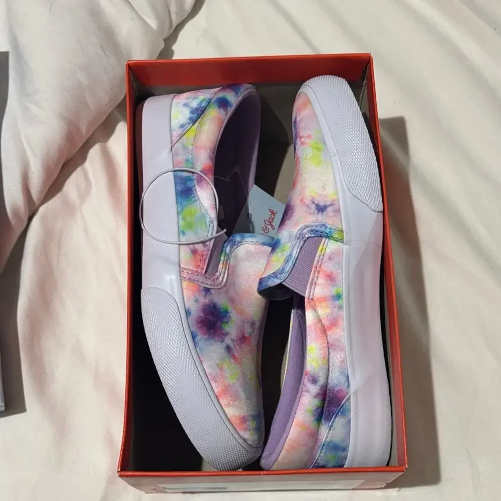 Cat & Jack 3 Sariah Sneakers Purple and Pink tie dye slip on style nwt in box